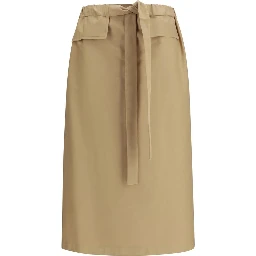 Beige Cotton Midi Skirt