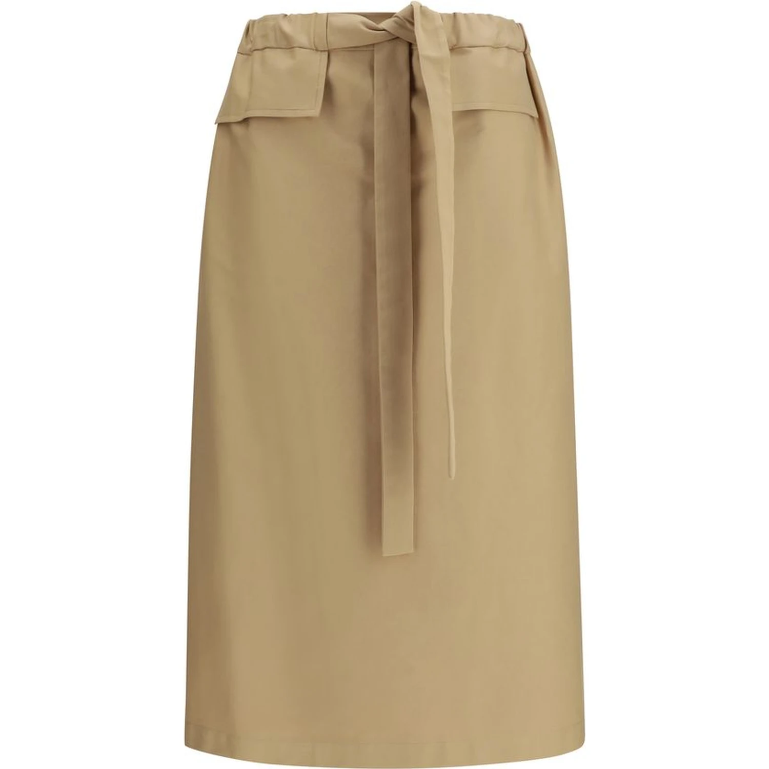 Beige Cotton Midi Skirt