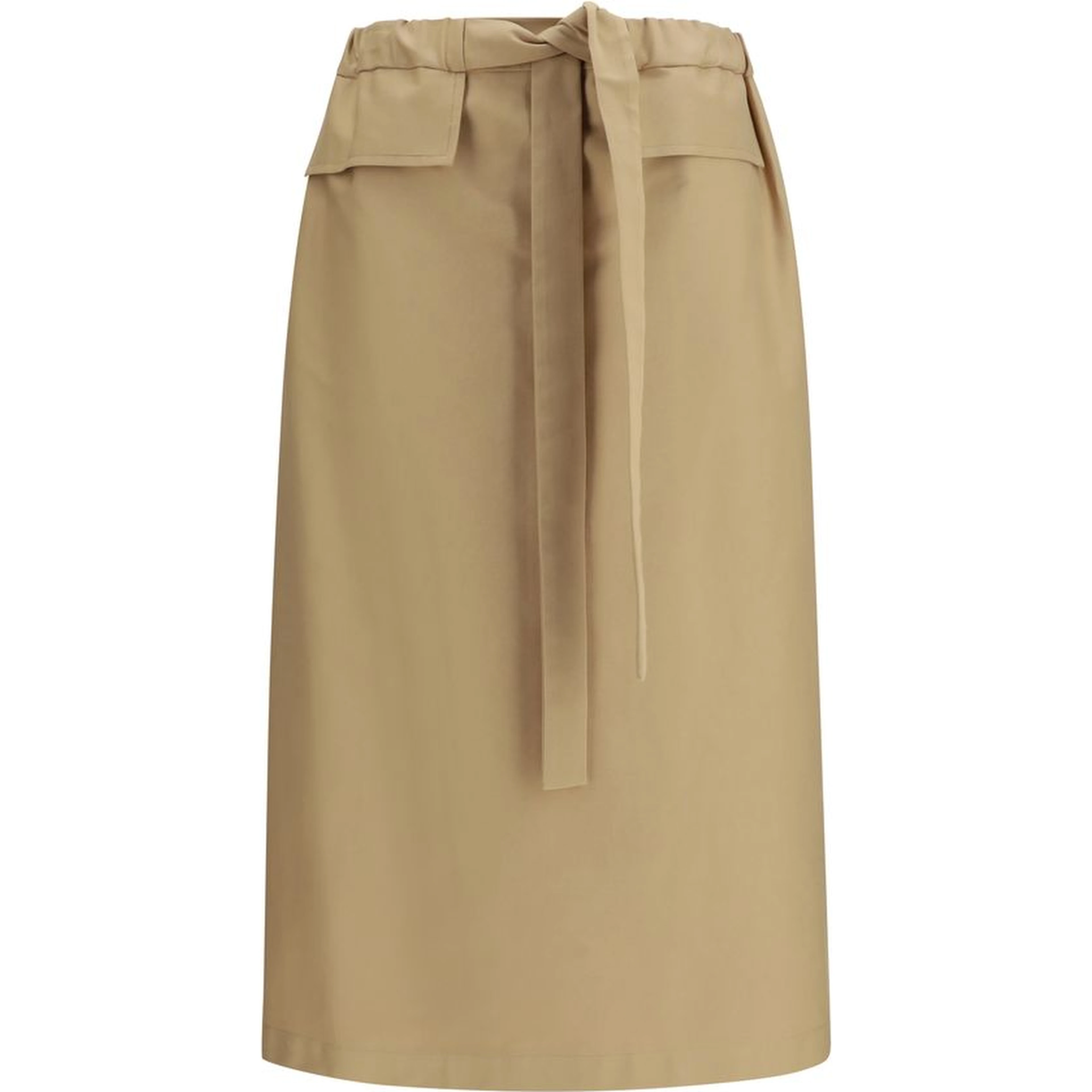 Beige Cotton Midi Skirt