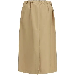 Beige Cotton Midi Skirt