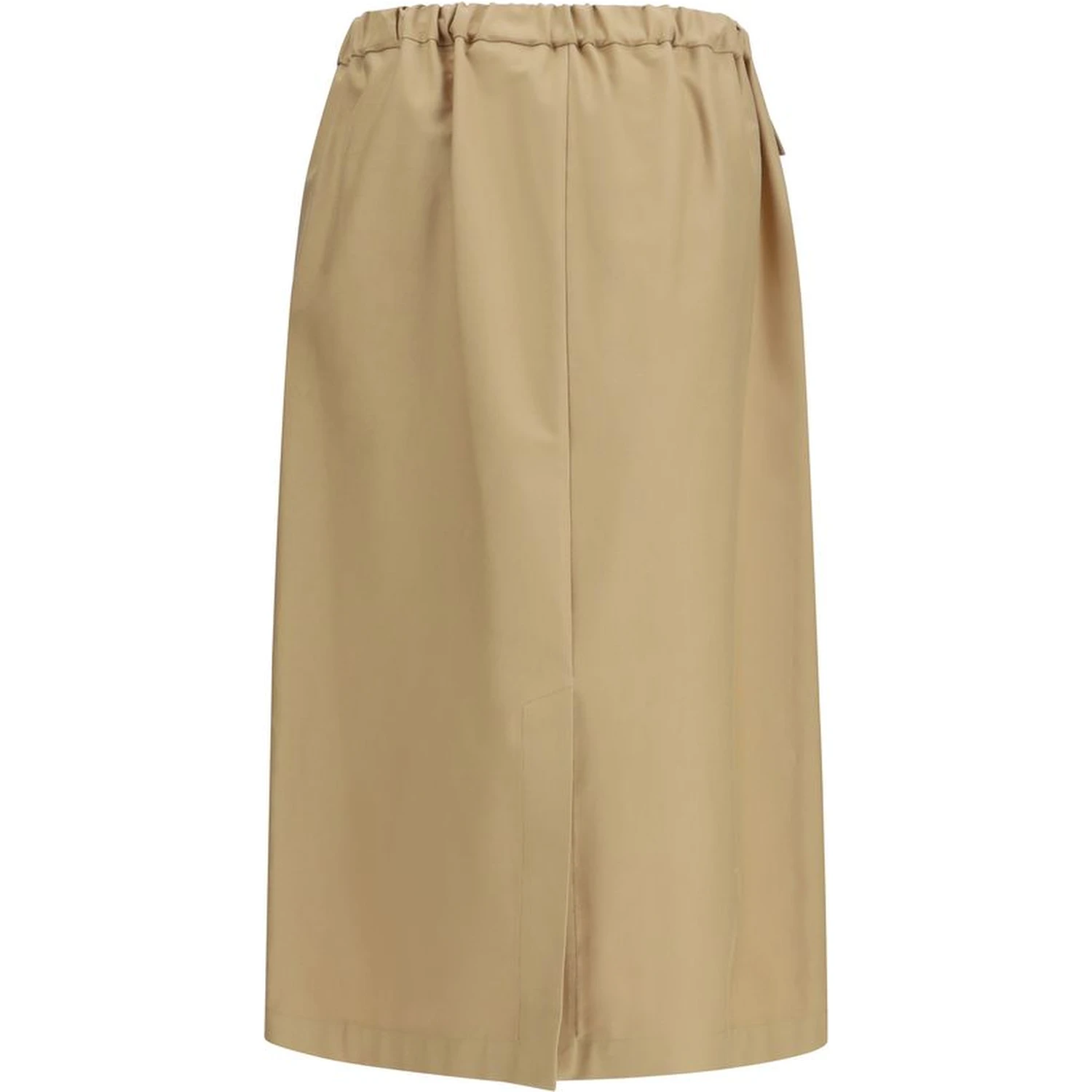 Beige Cotton Midi Skirt