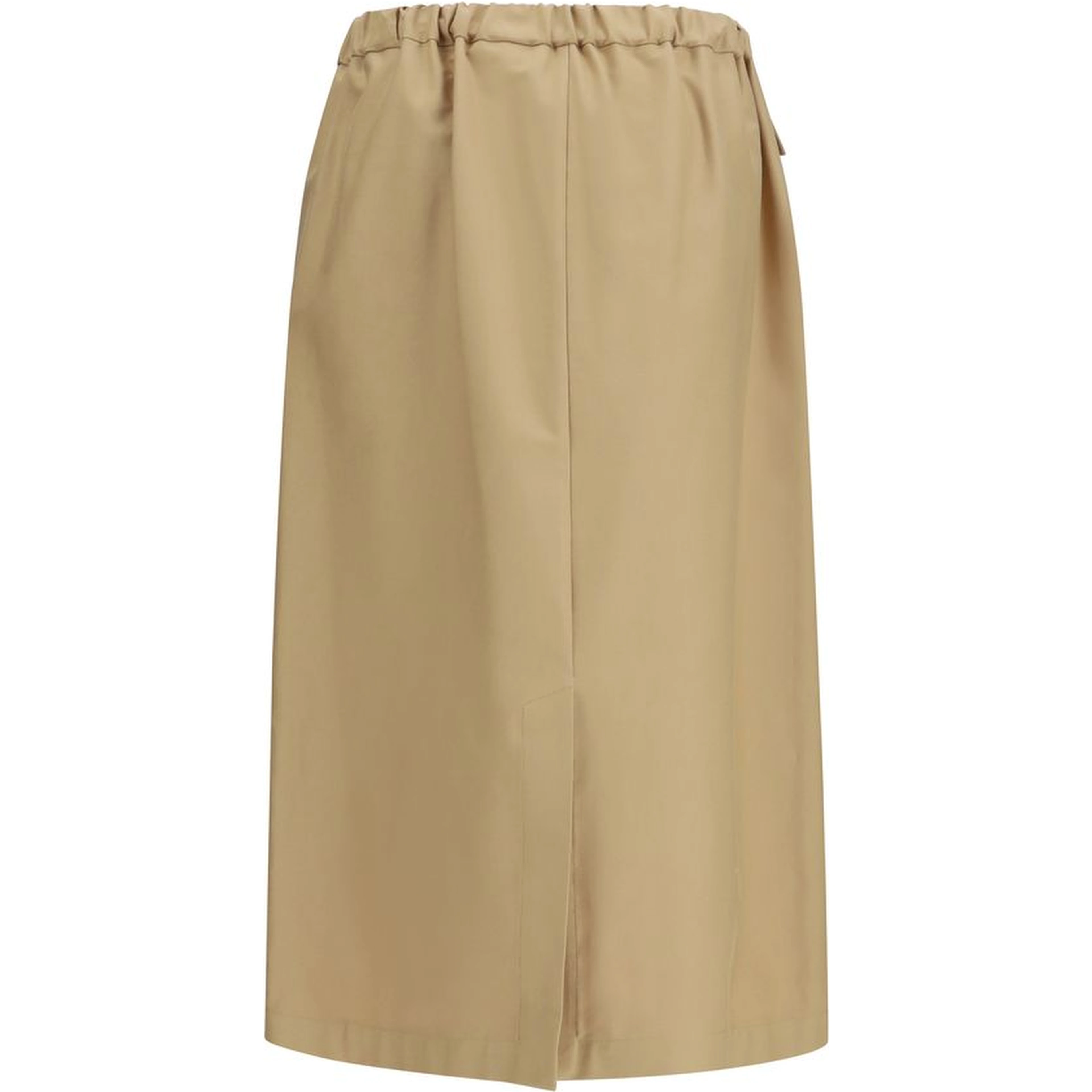 Beige Cotton Midi Skirt