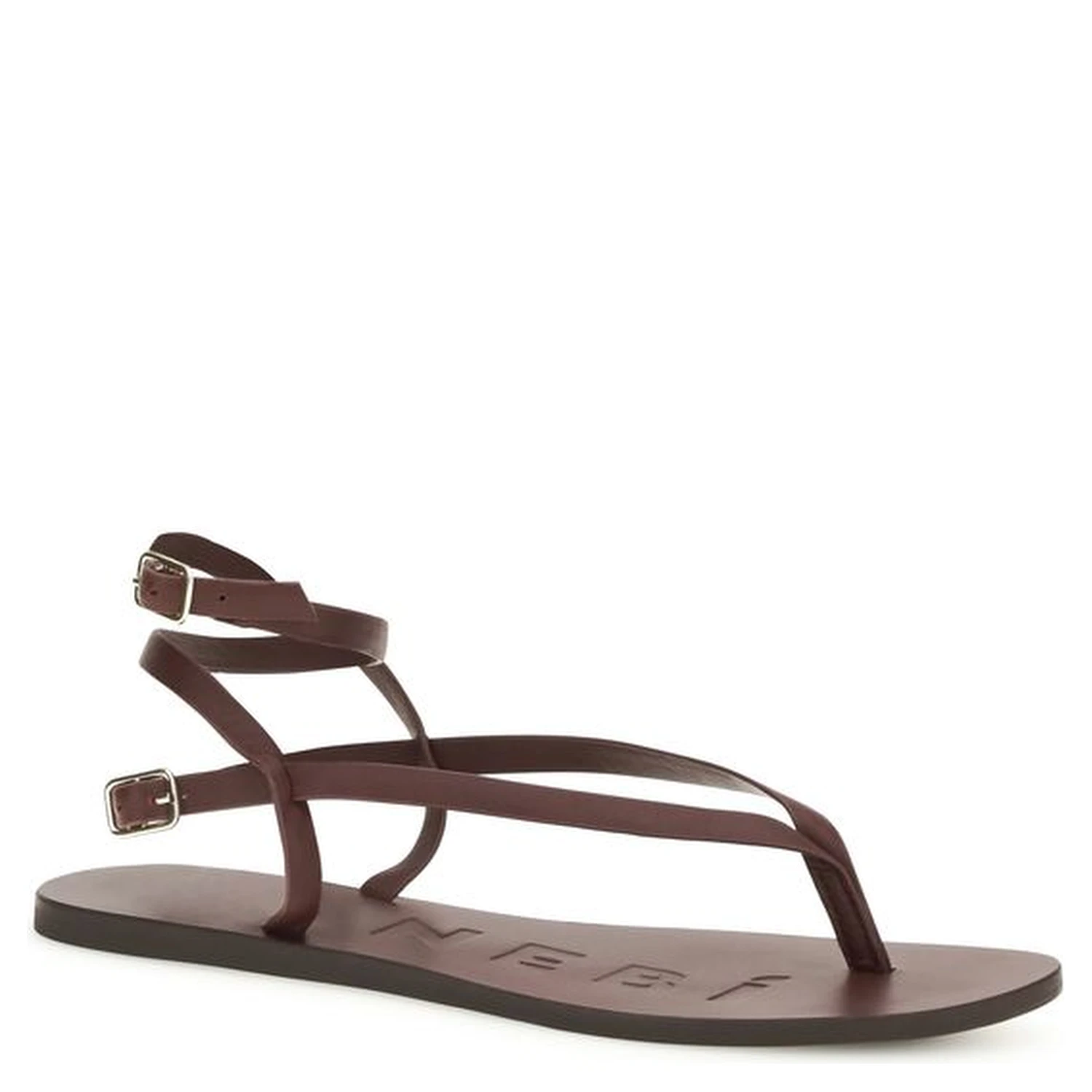 Brown Calf Leather Bos Taurus Flat Sandals