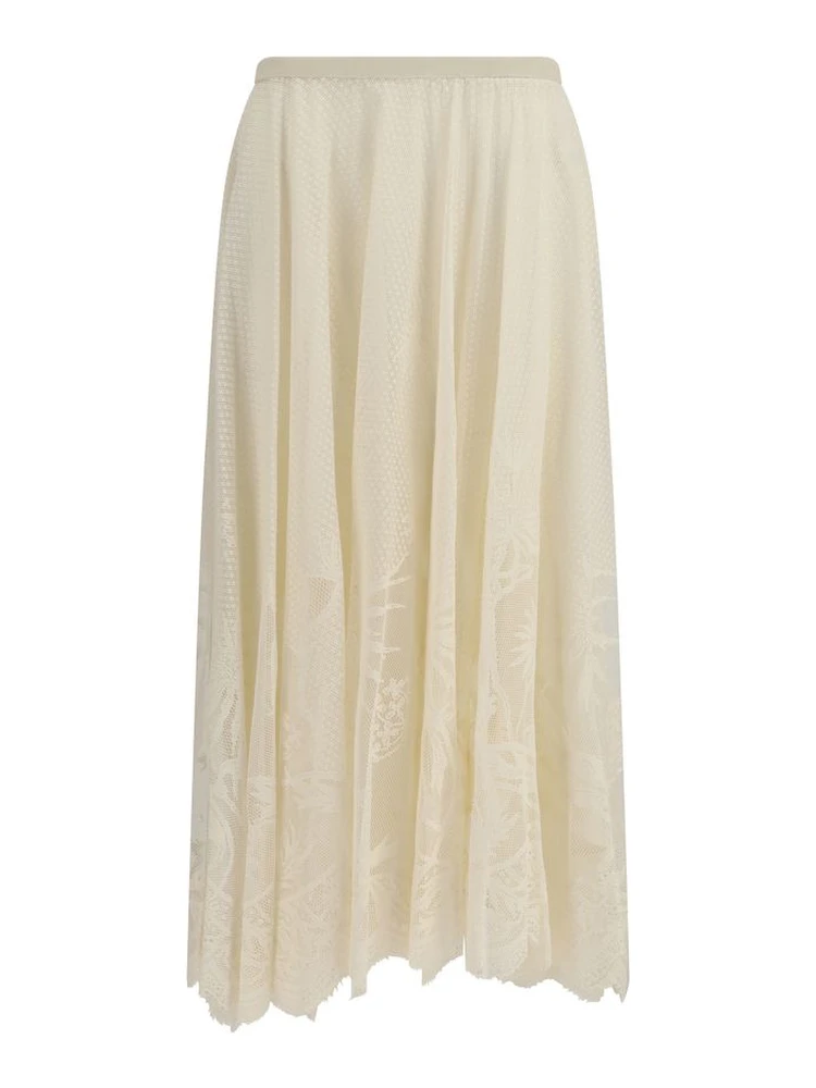 Beige Cotton Long Skirt