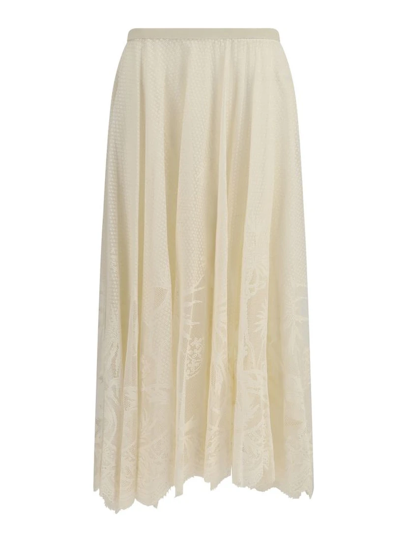 Beige Cotton Long Skirt