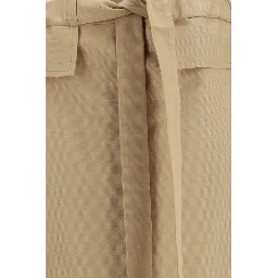 Beige Cotton Midi Skirt