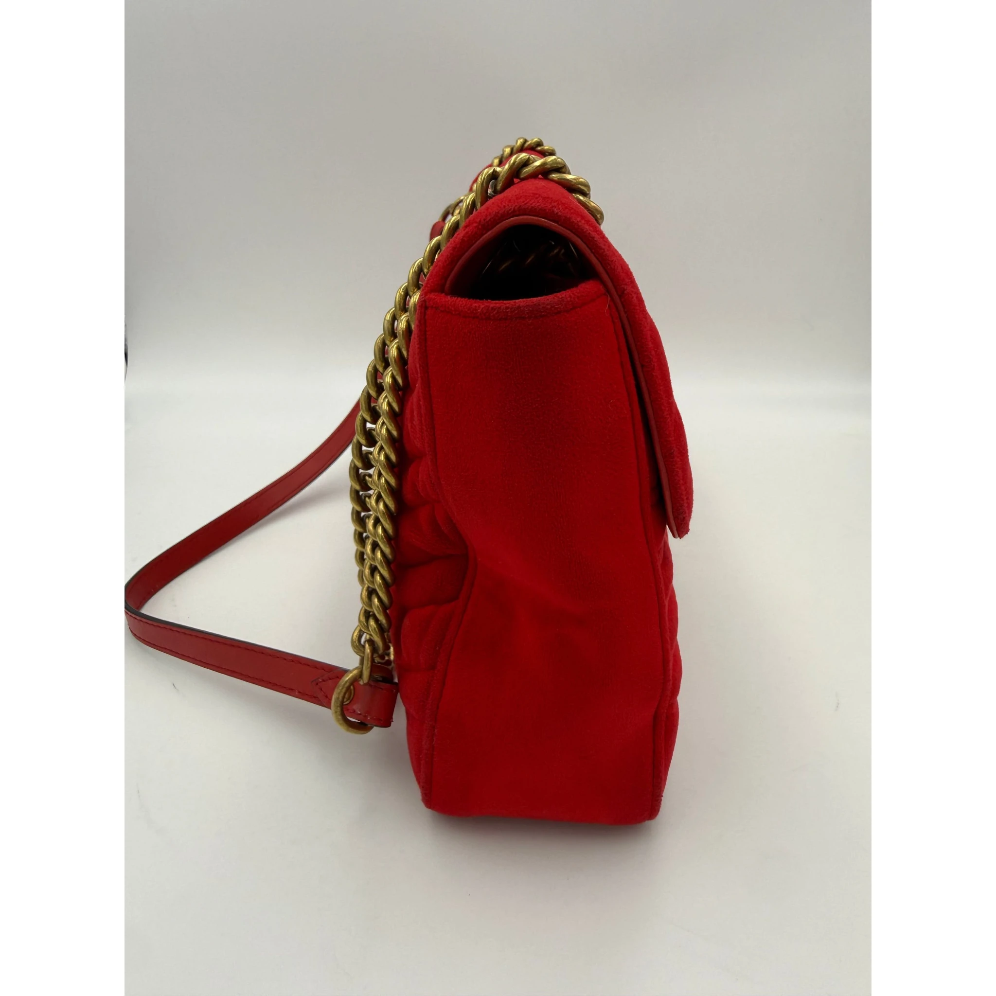 GUCCI MARMONT Red Velvet Handbag