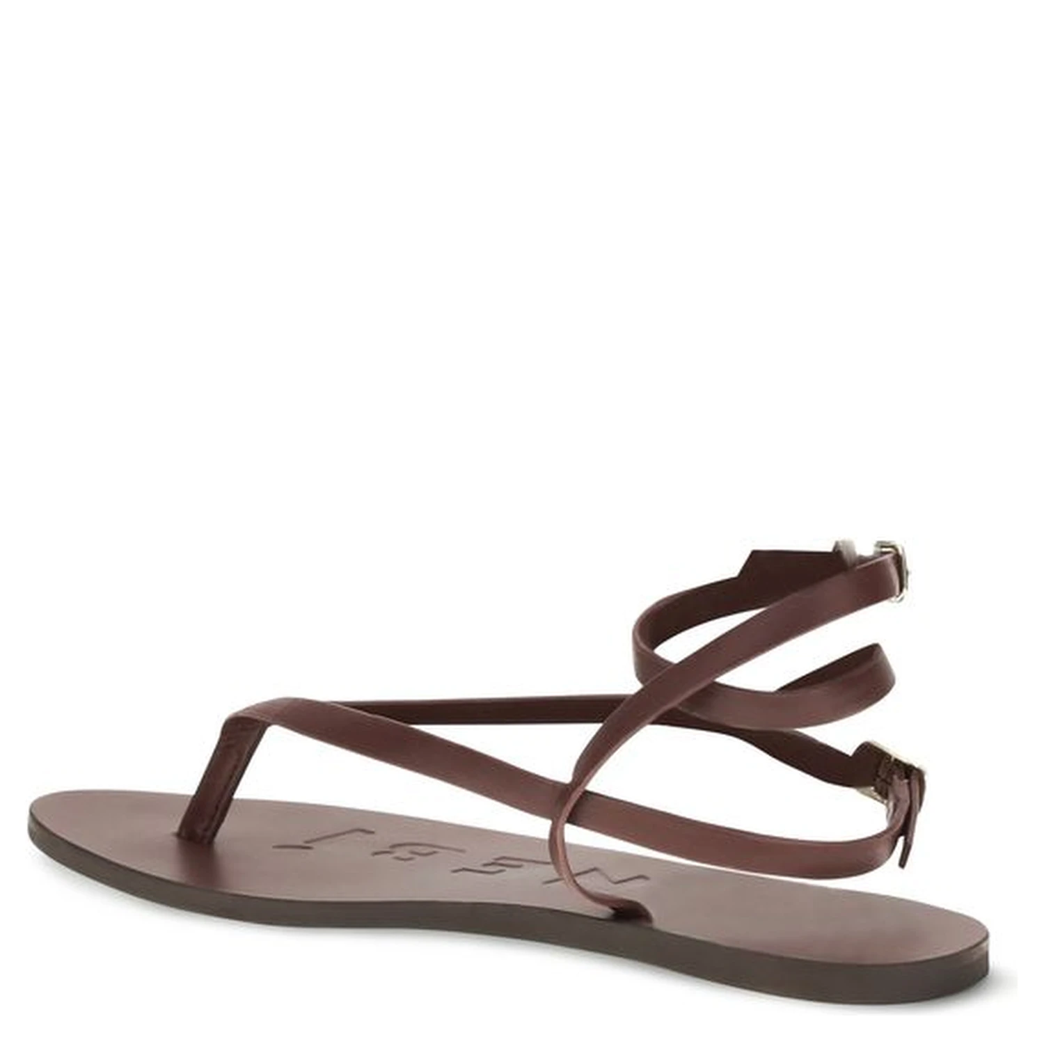 Brown Calf Leather Bos Taurus Flat Sandals