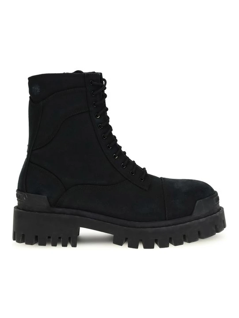 Black Calf Leather Bos Taurus Lace-Up Boots