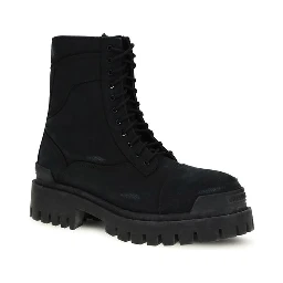 Black Calf Leather Bos Taurus Lace-Up Boots