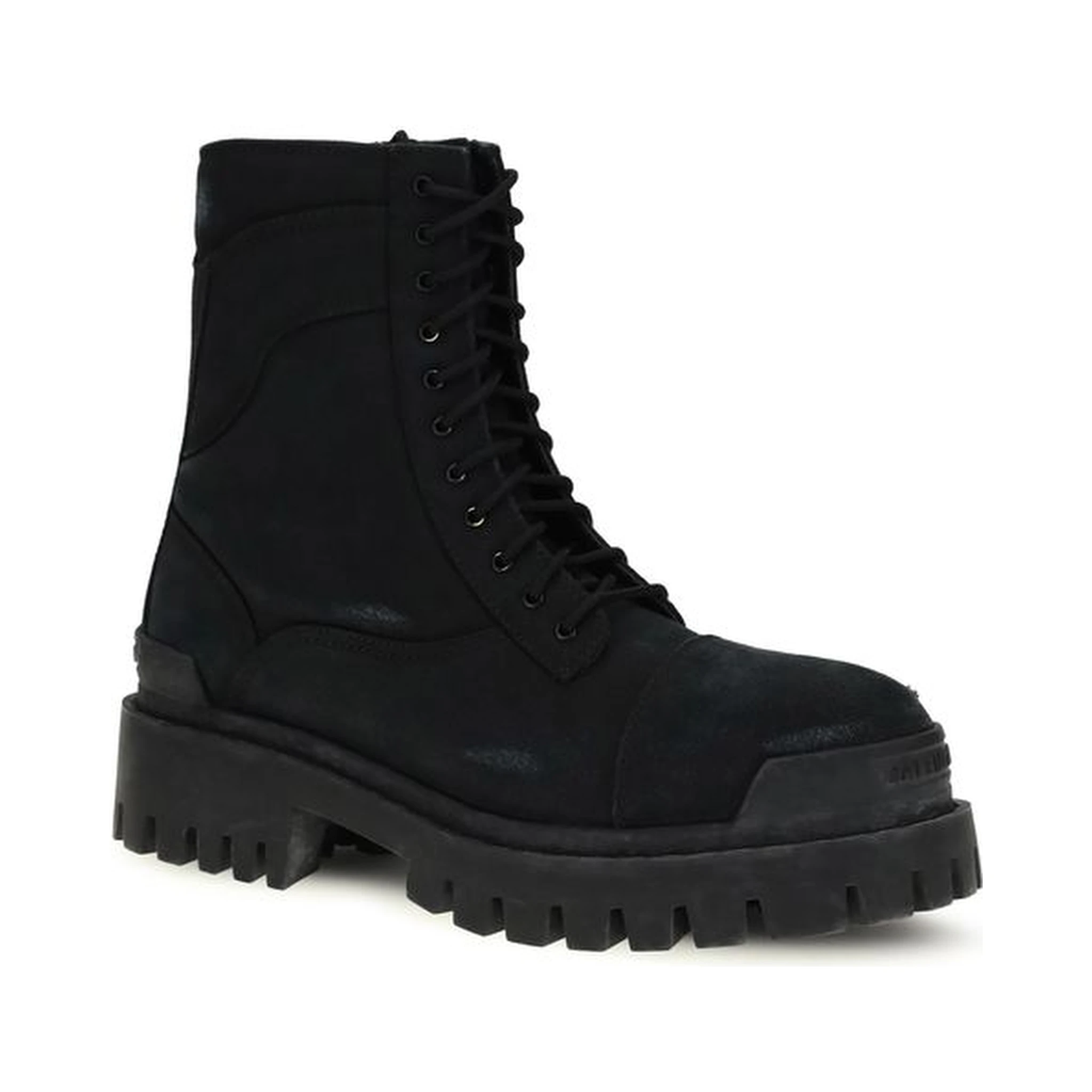 Black Calf Leather Bos Taurus Lace-Up Boots