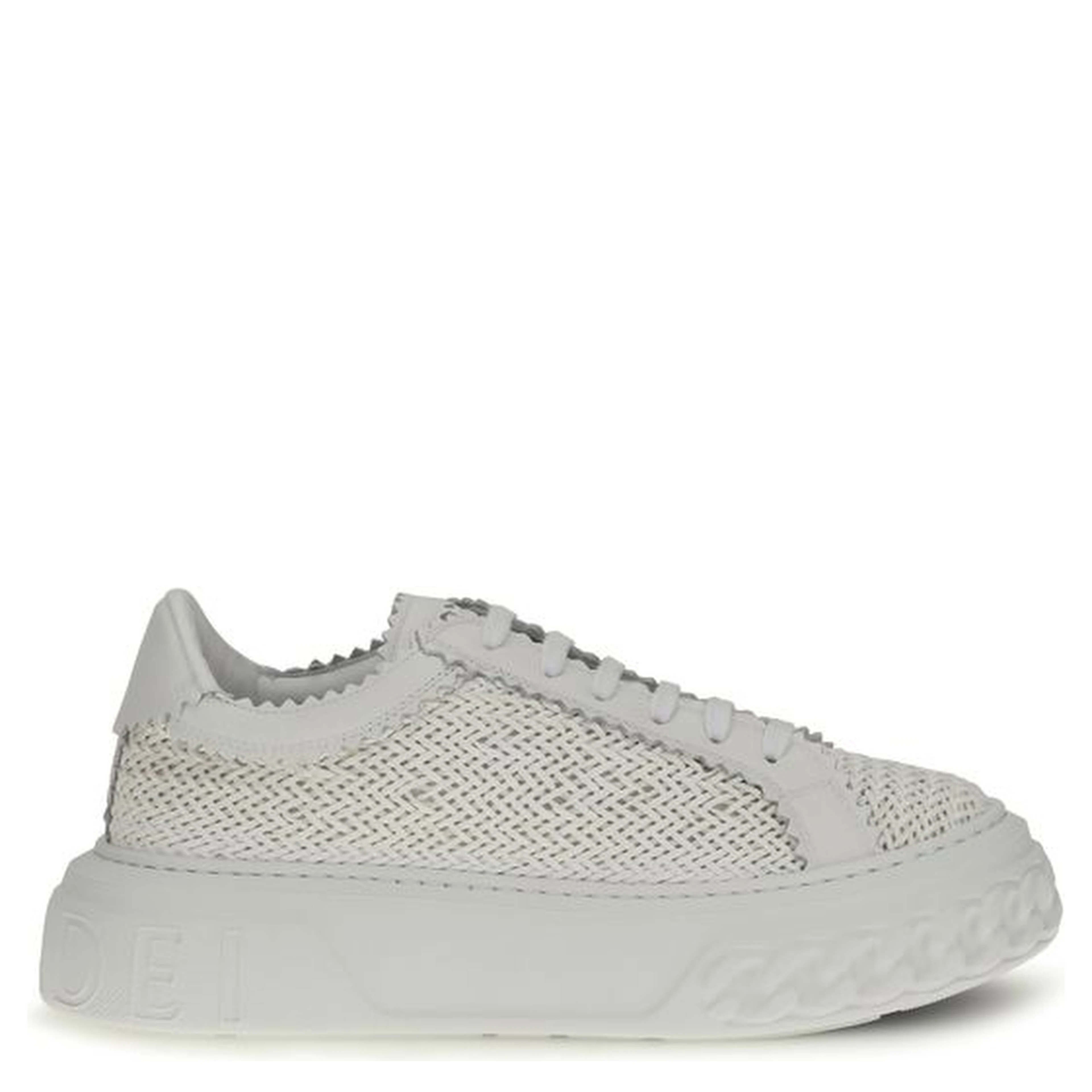 White Calf Leather Bos Taurus Chunky Sneakers