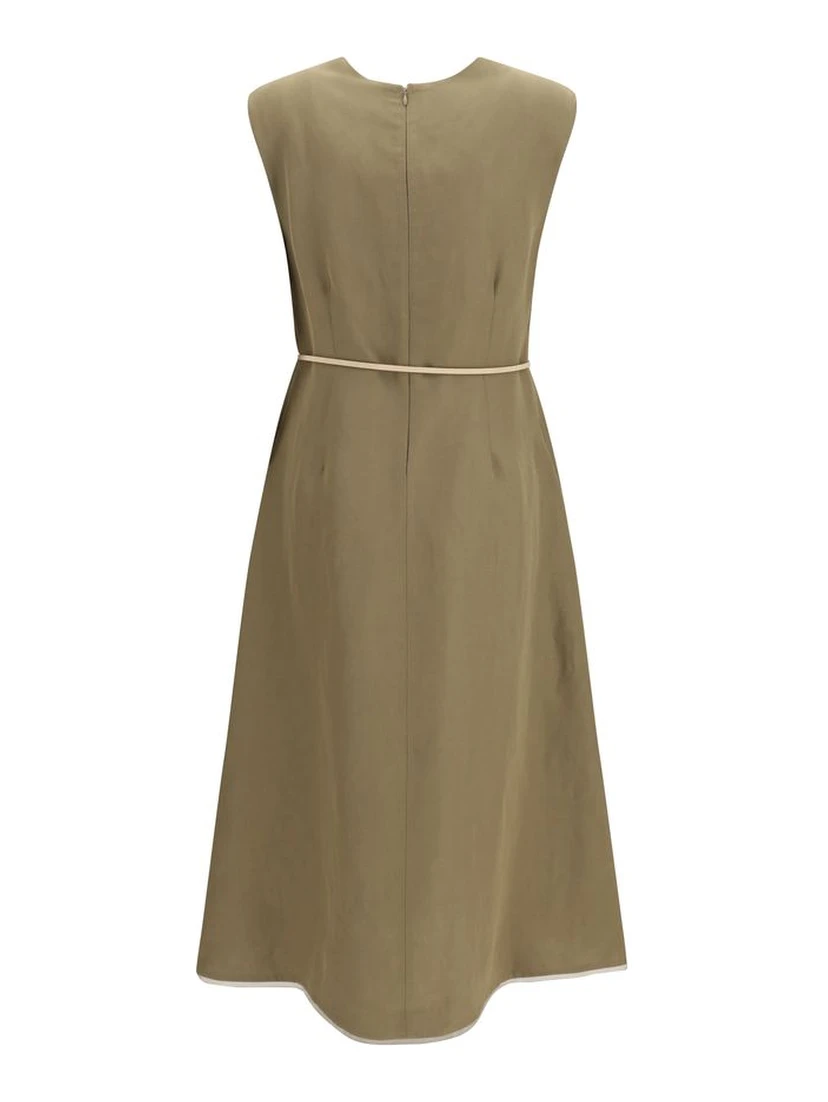 Bicolor Polyamide Long Dress