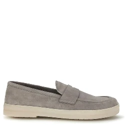 Gray Calf Leather Bos Taurus Slip-On Loafers