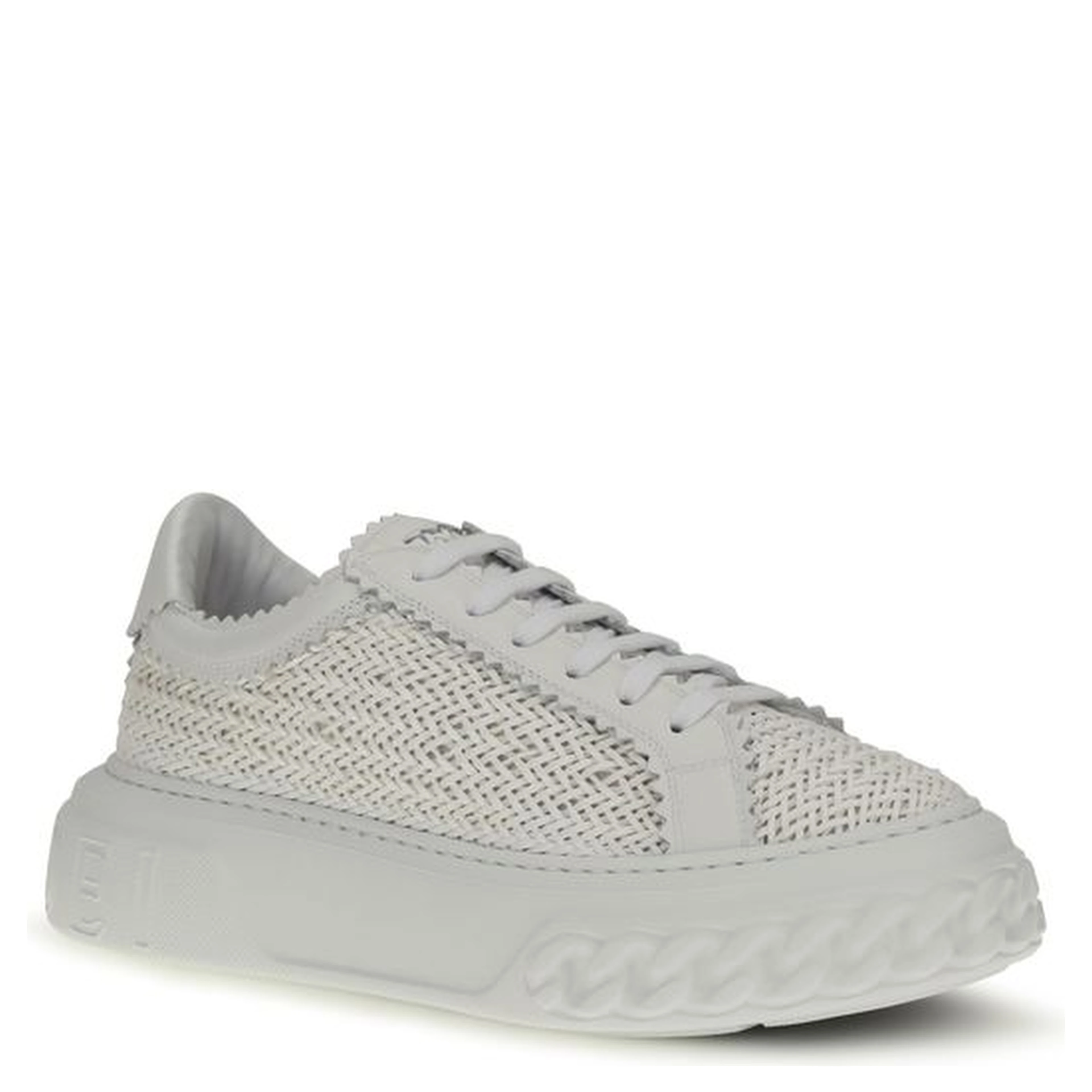 White Calf Leather Bos Taurus Chunky Sneakers
