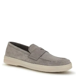 Gray Calf Leather Bos Taurus Slip-On Loafers