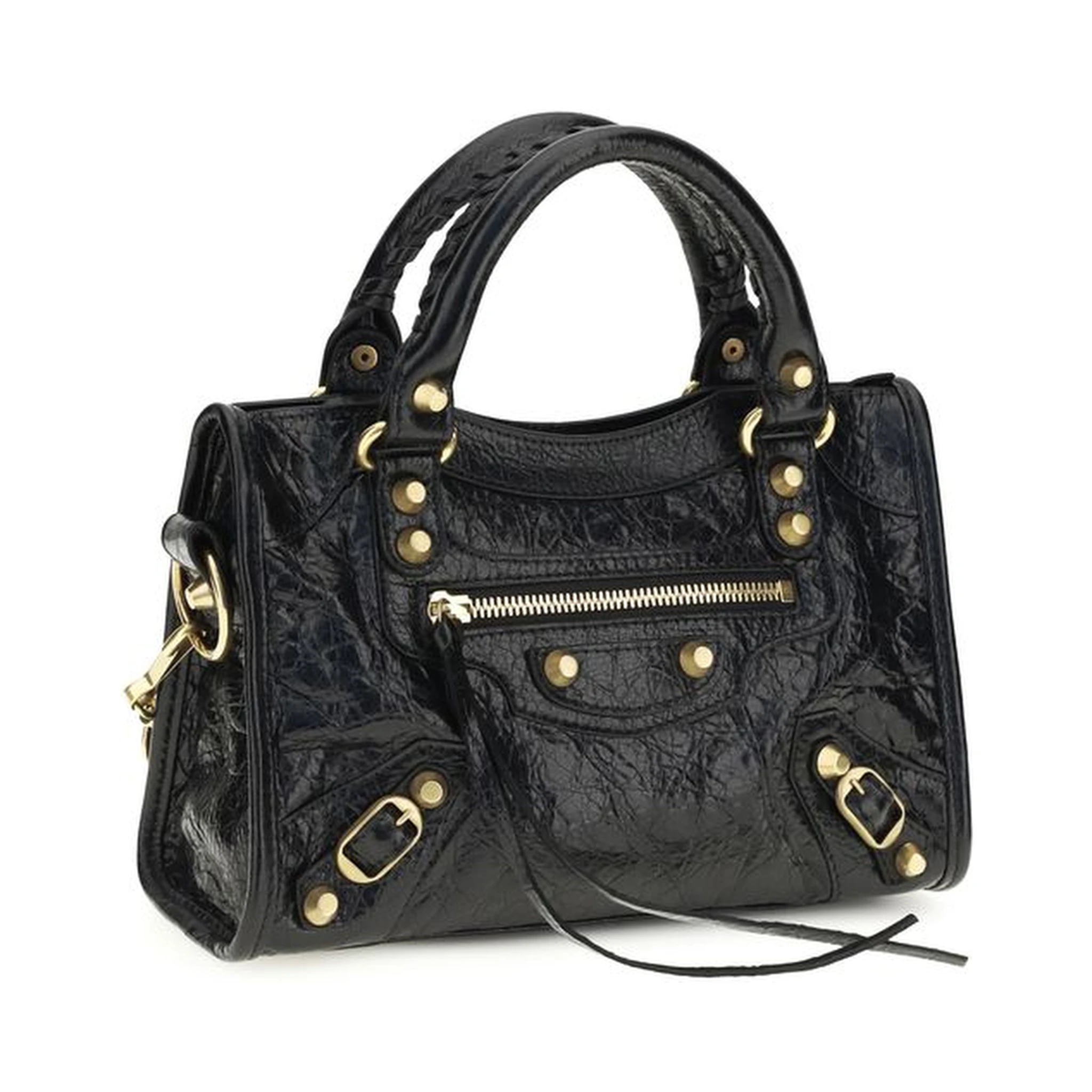 حقيبة كتف من جلد الخروف الأسود (Ovis Aries Aries)