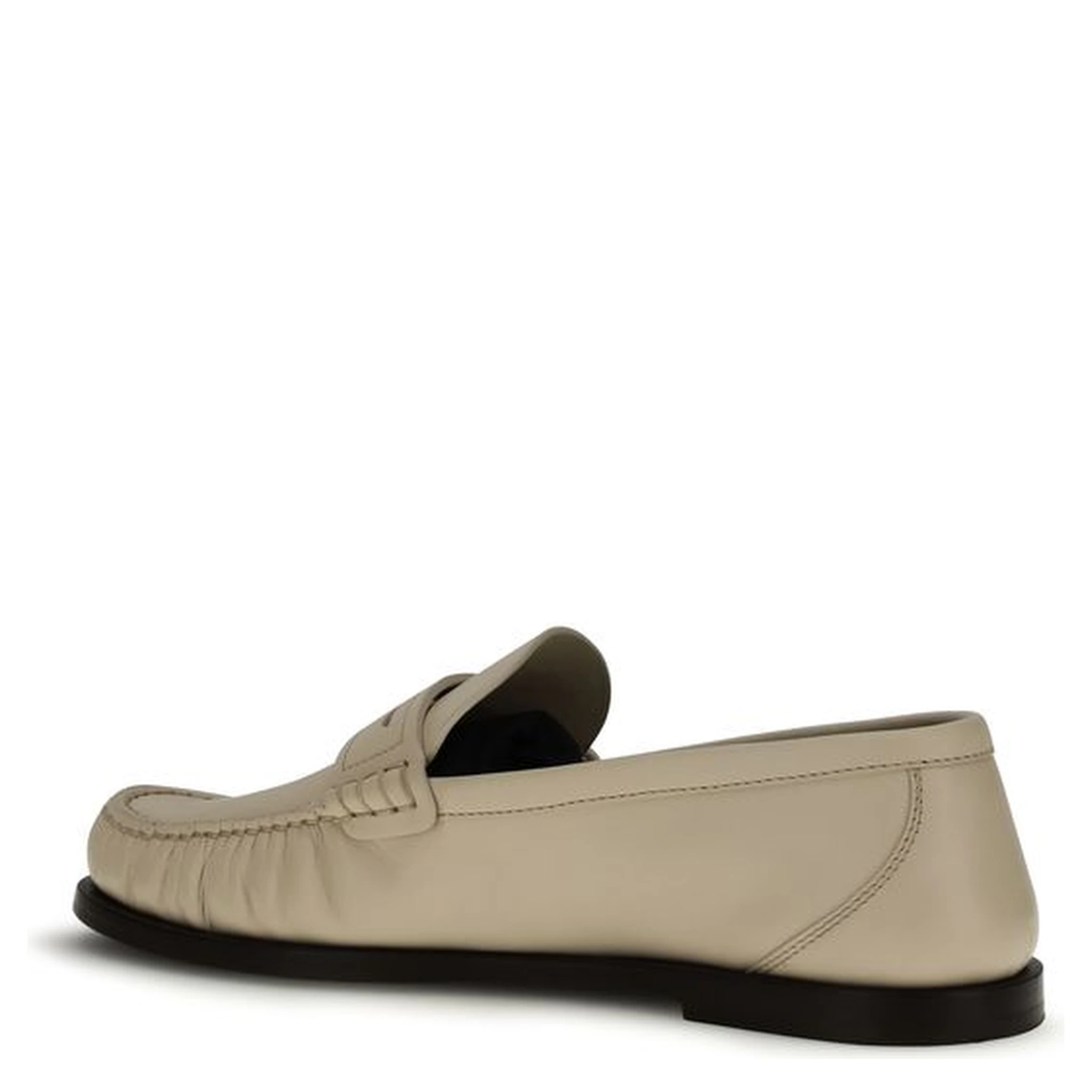 Beige Calf Leather Bos Taurus Slip-On Loafers