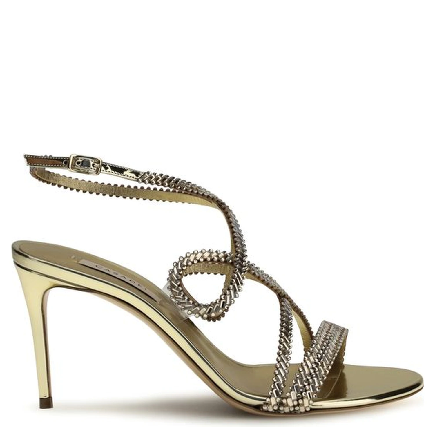 Gold Calf Leather Bos Taurus Stiletto Heel Sandals