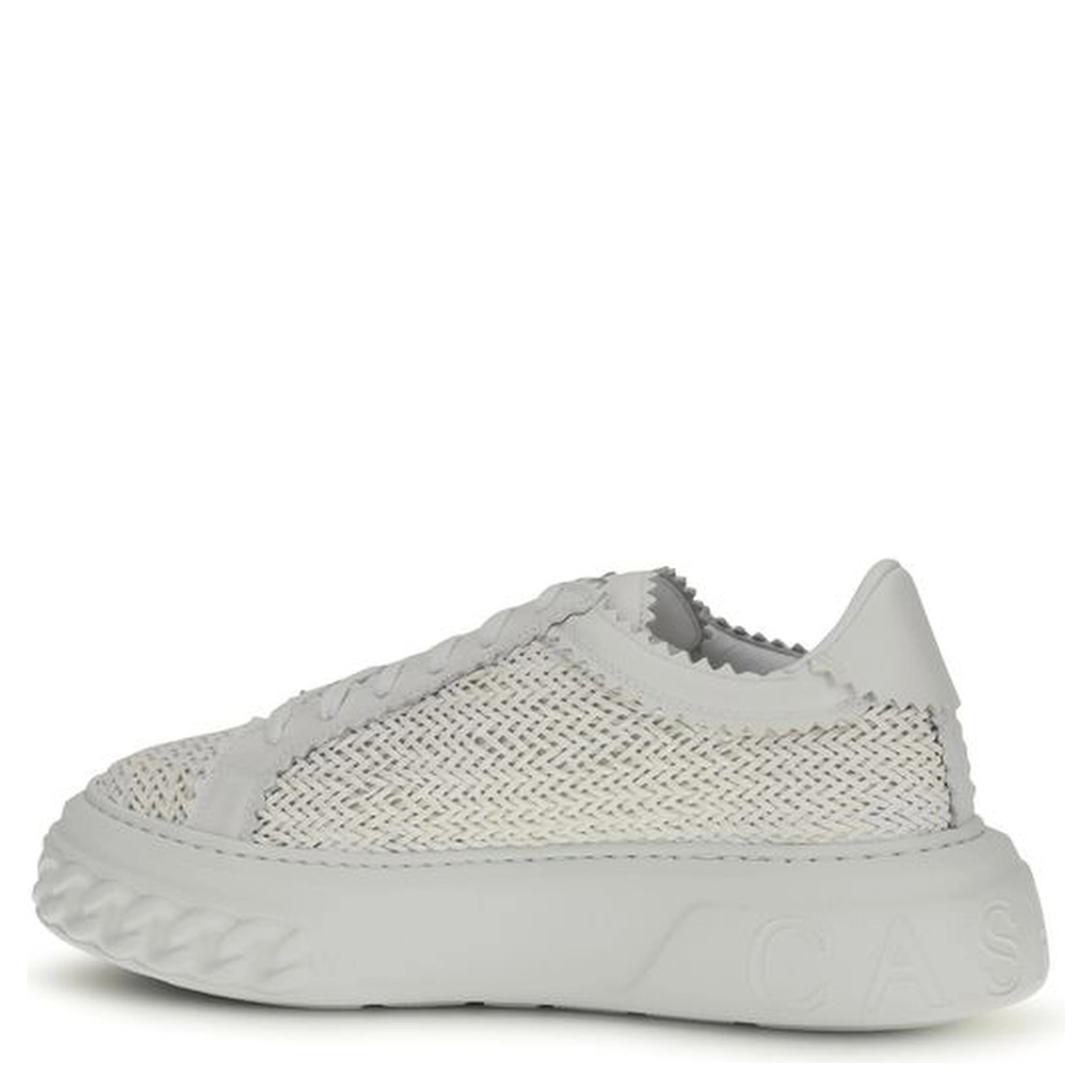 White Calf Leather Bos Taurus Chunky Sneakers