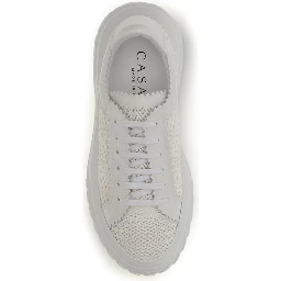 White Calf Leather Bos Taurus Chunky Sneakers