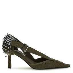 Bicolor Cotton High Heel Pumps