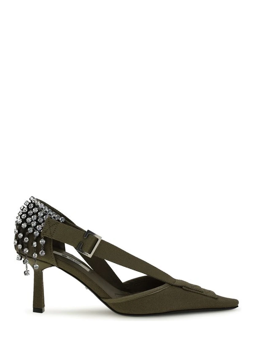 Bicolor Cotton High Heel Pumps