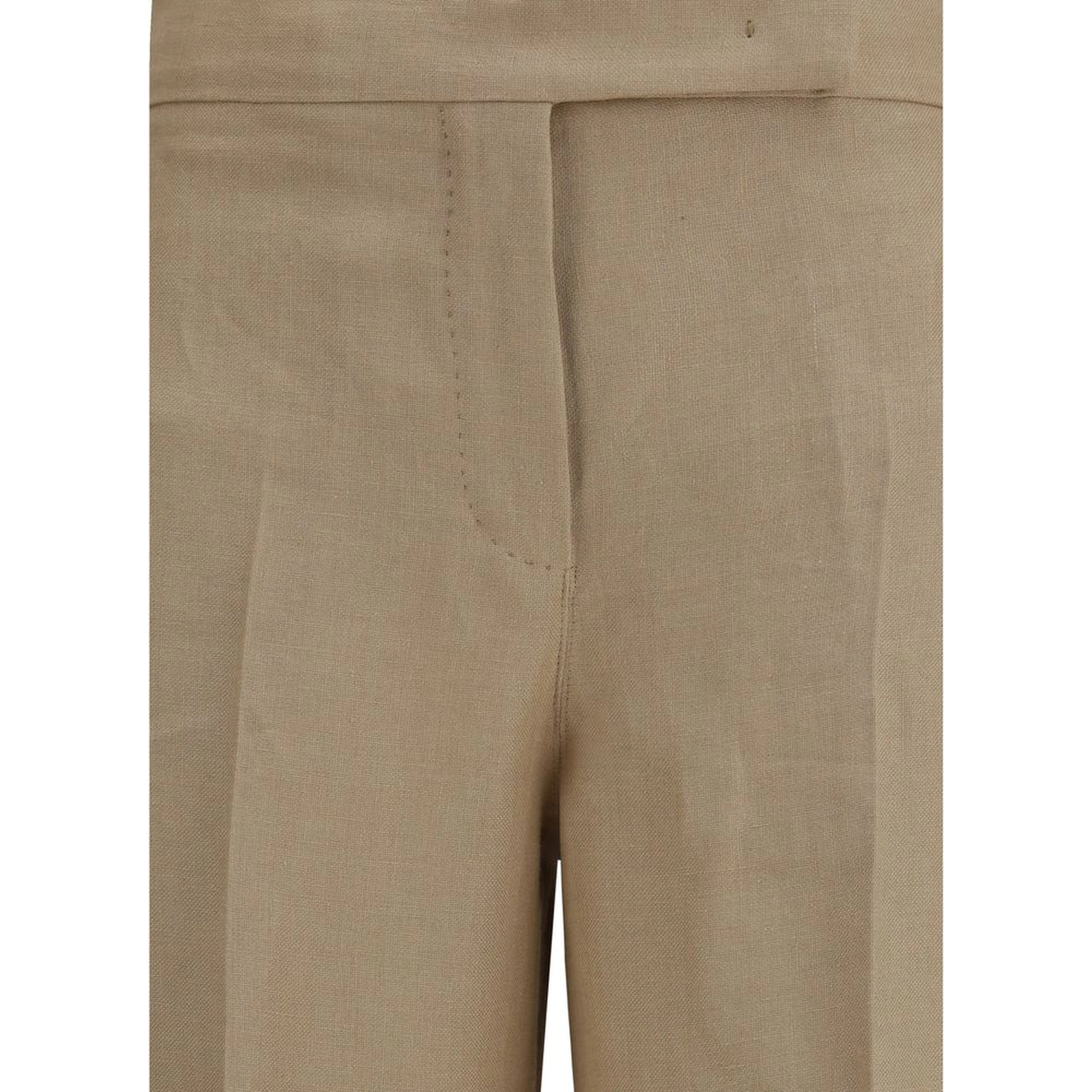 Beige Linen Casual Pants