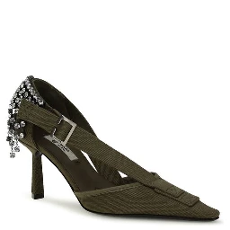 Bicolor Cotton High Heel Pumps