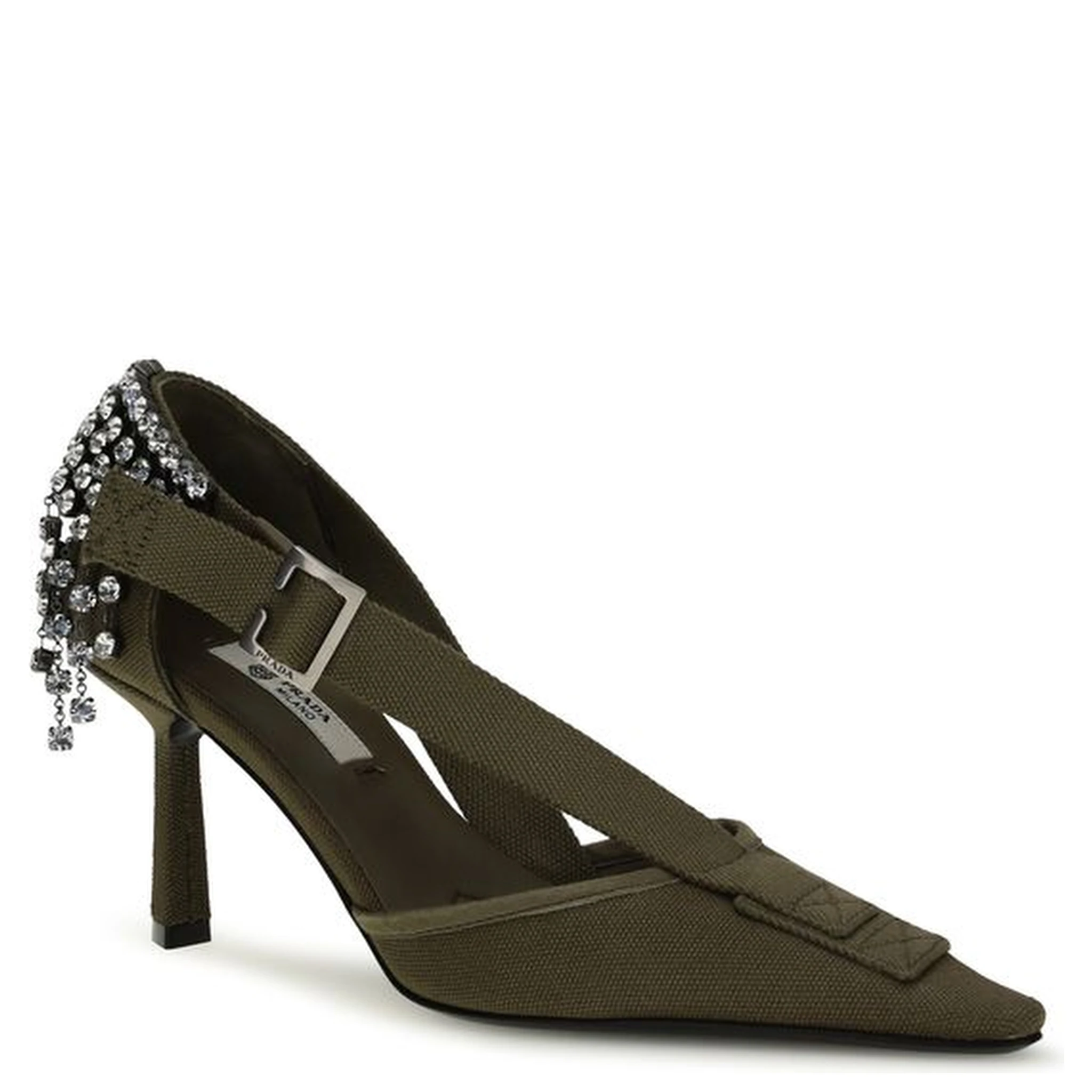 Bicolor Cotton High Heel Pumps