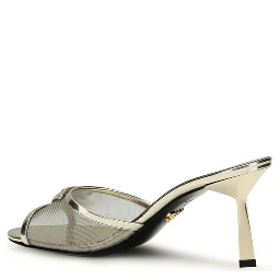 Silver Calf Leather Bos Taurus Stiletto Heel Sandals
