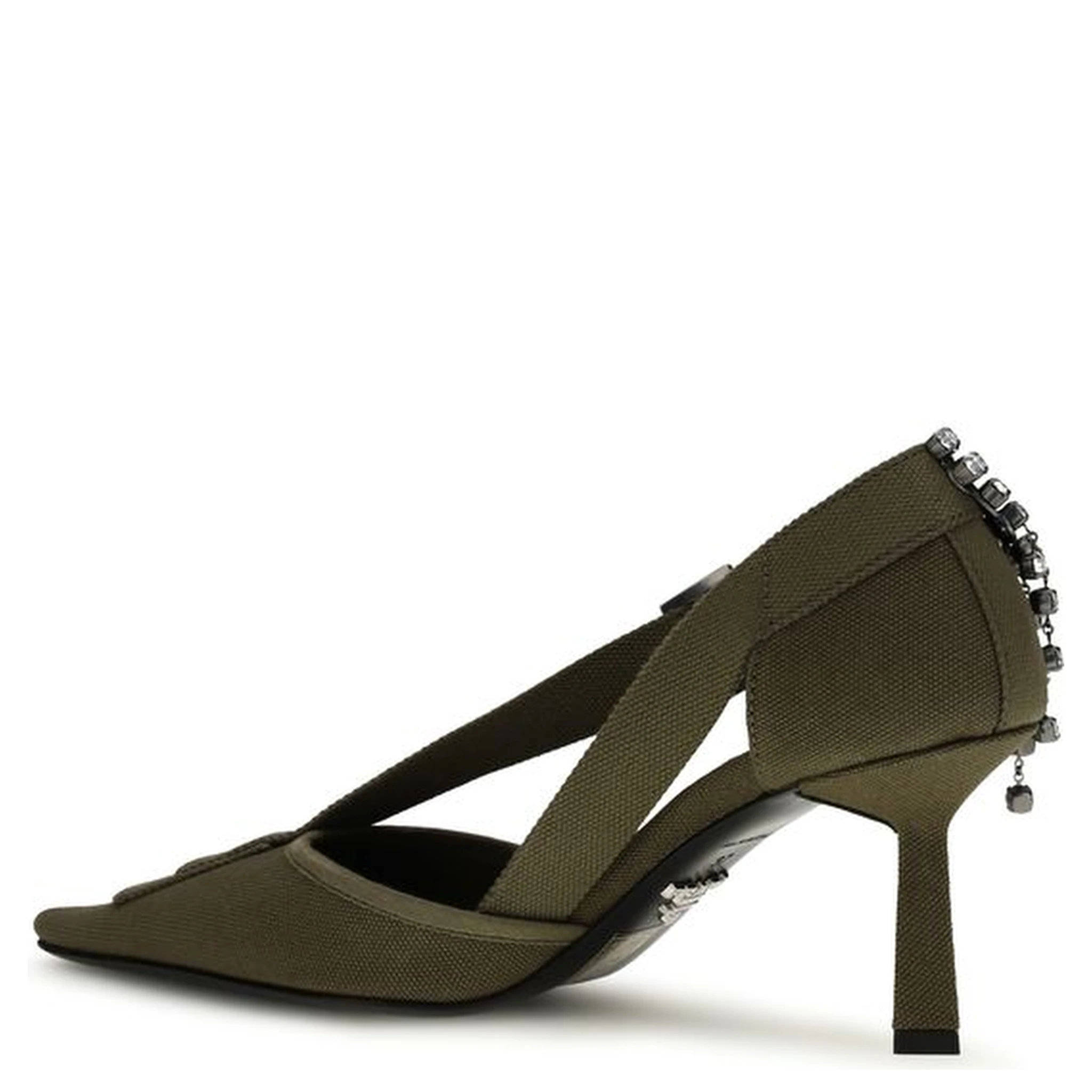 Bicolor Cotton High Heel Pumps