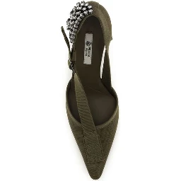Bicolor Cotton High Heel Pumps