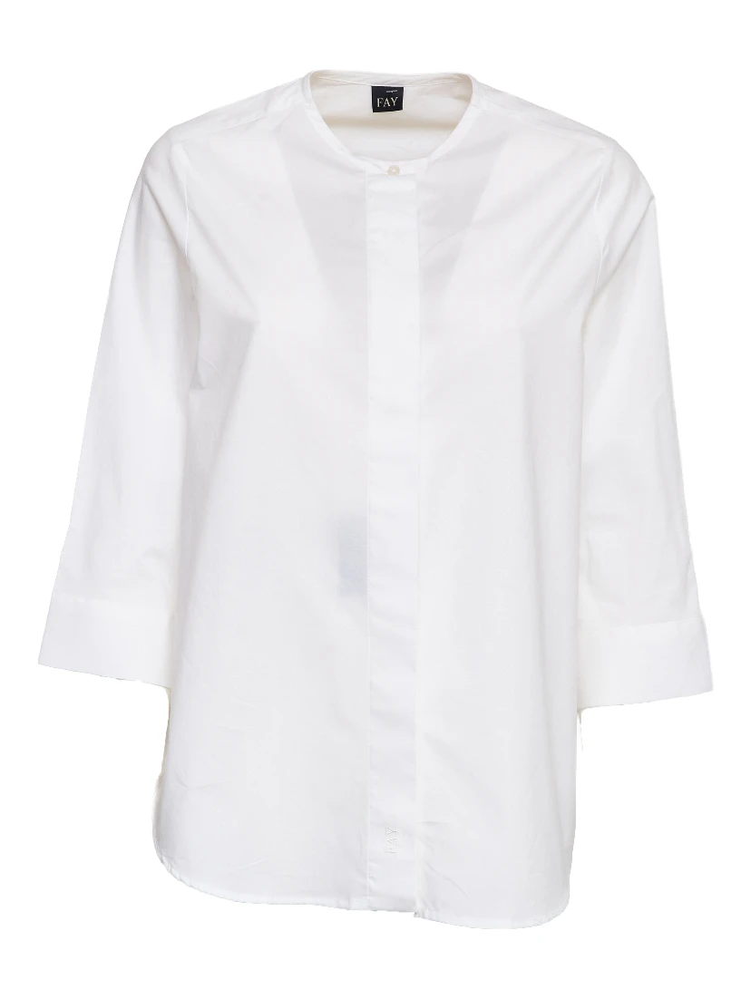 Camicia In Popeline Di Cotone Stretch