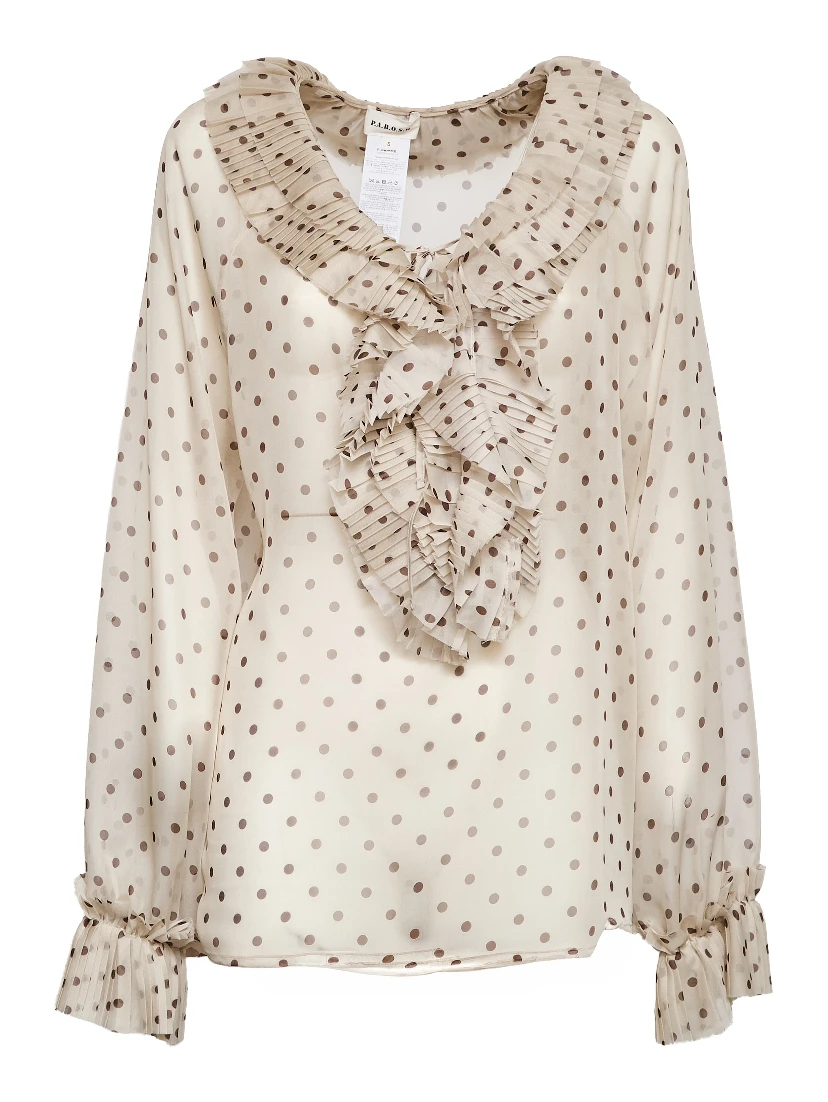 Blusa Pallina In Chiffon Poly Stampa Pois