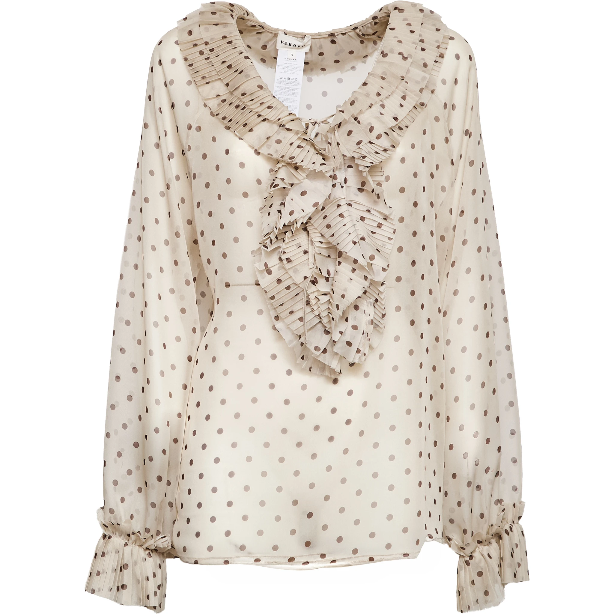Blusa Pallina In Chiffon Poly Stampa Pois