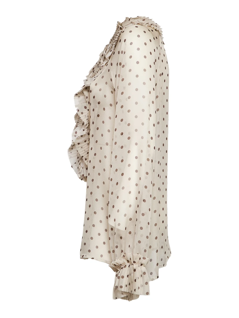 Blusa Pallina In Chiffon Poly Stampa Pois