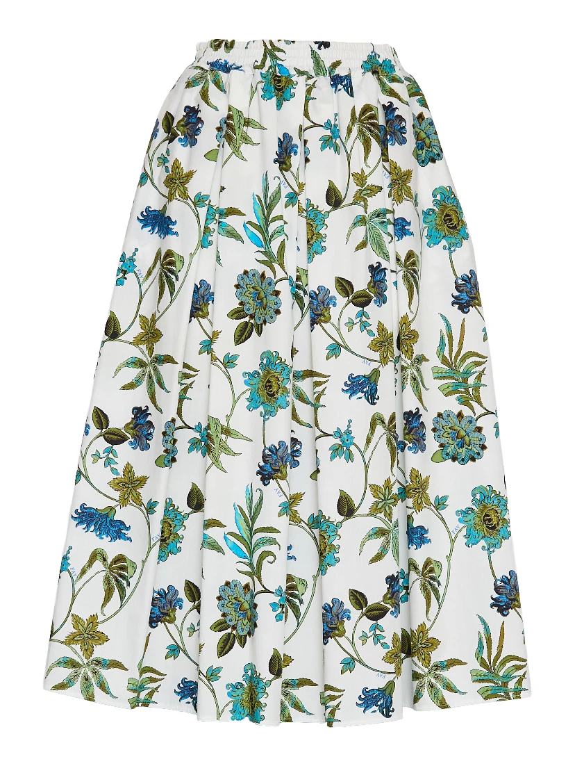 Gonna Lunga In Popeline Con Stampa Fiori Fay