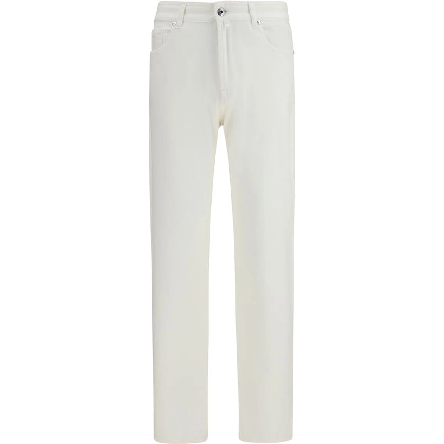 White Cotton Straight-Leg Jeans