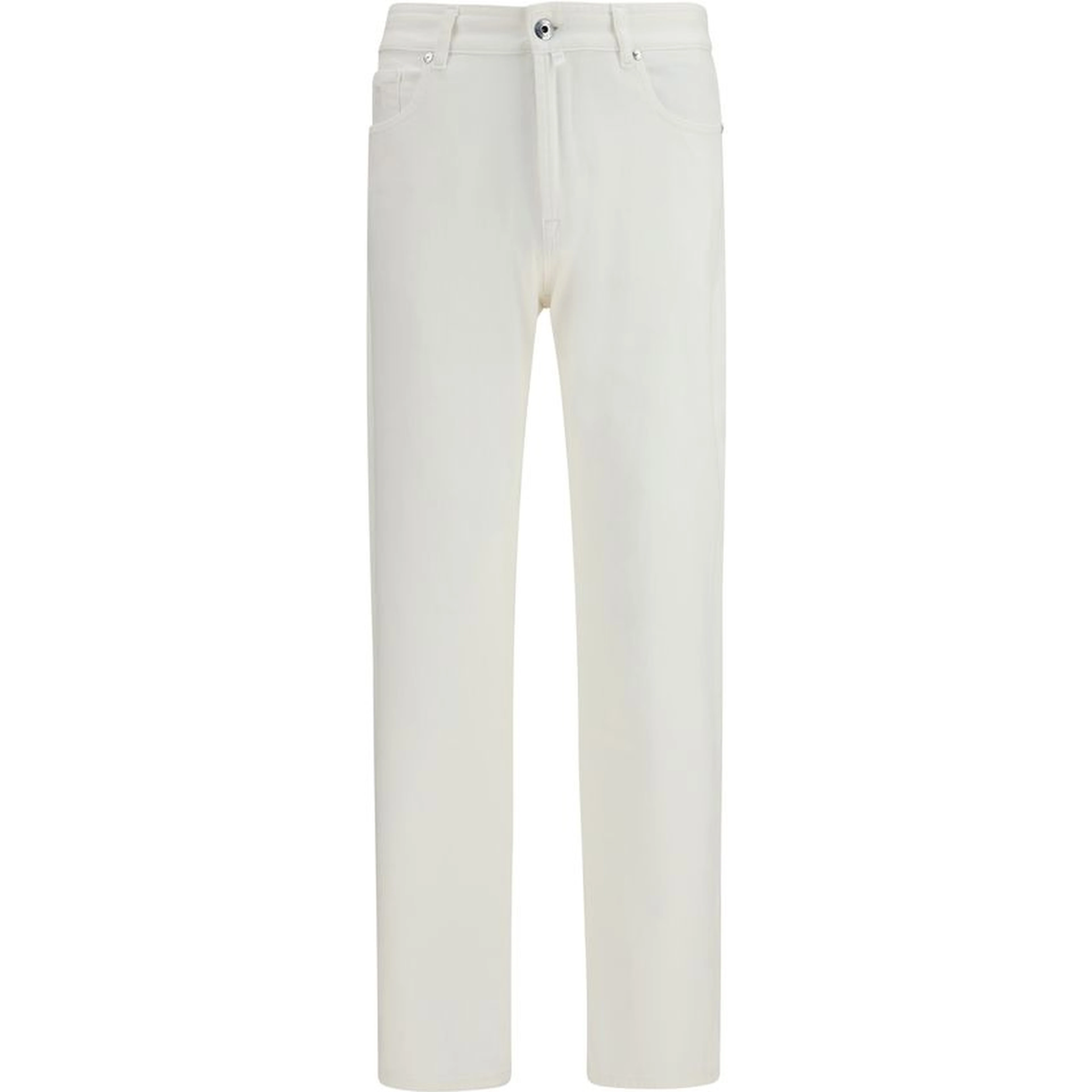 White Cotton Straight-Leg Jeans