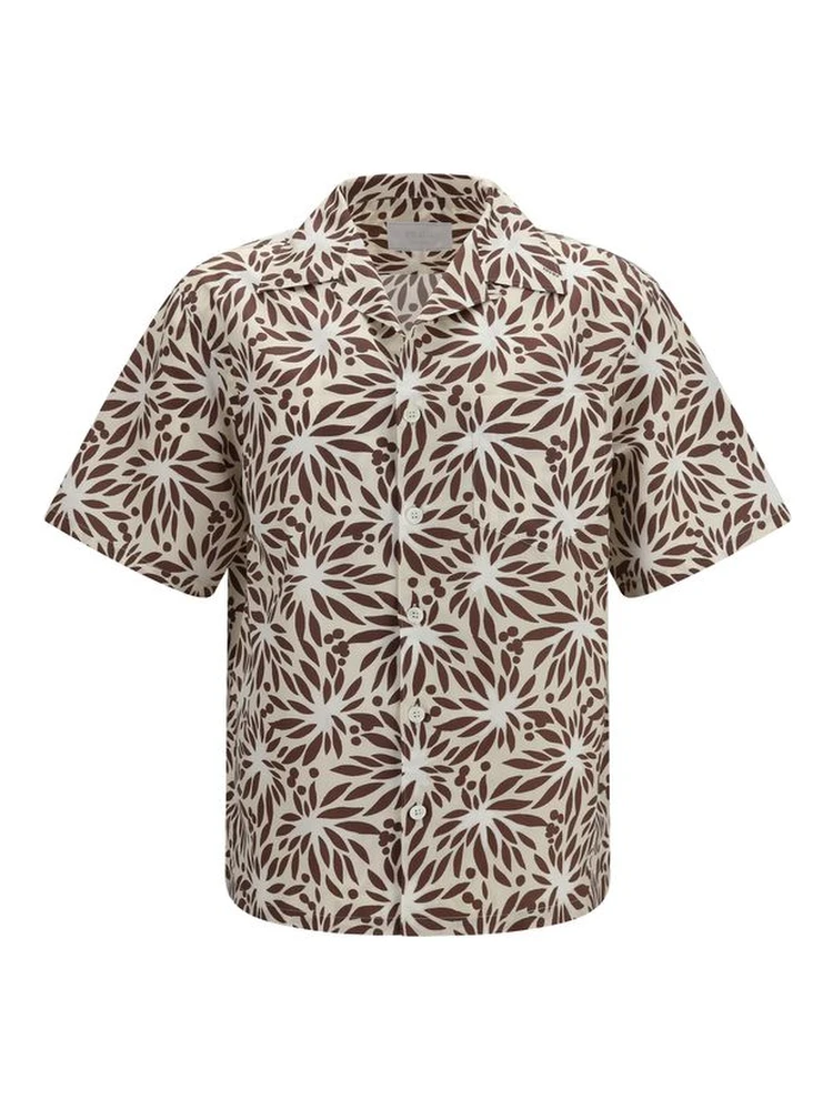 Brown Cotton Pattern Shirt
