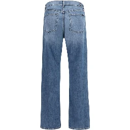 Blue Cotton Straight-Leg Jeans