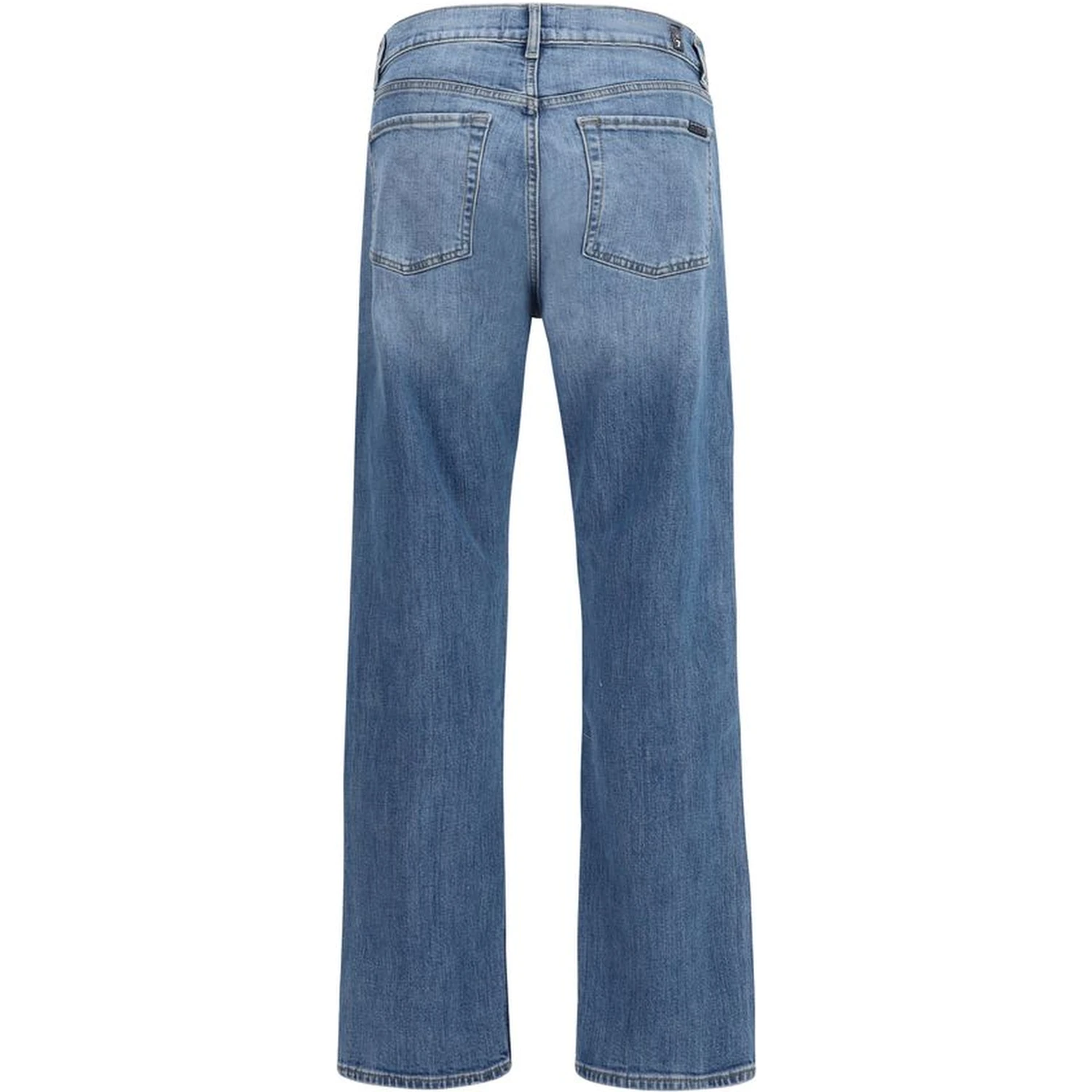 Blue Cotton Straight-Leg Jeans