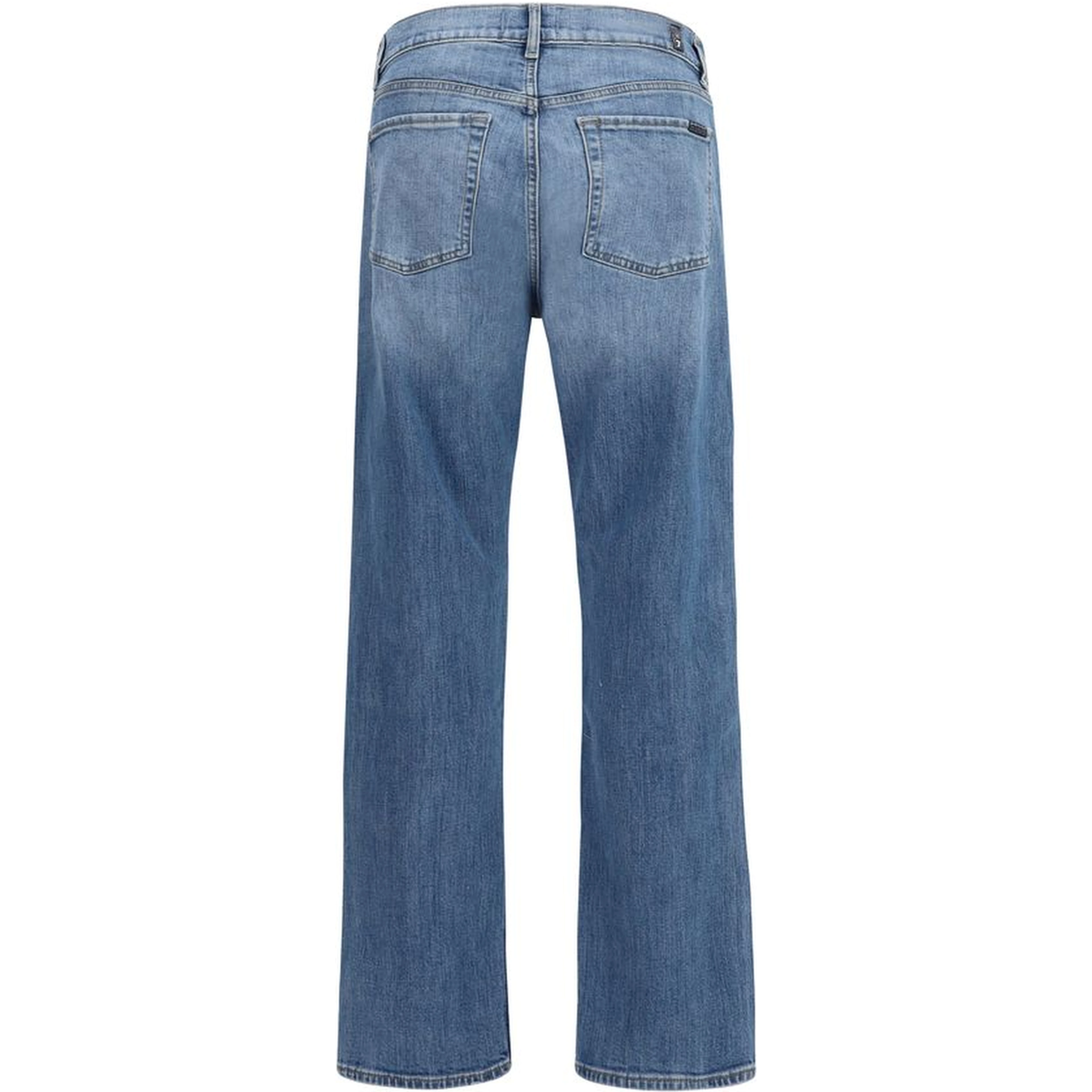 Blue Cotton Straight-Leg Jeans