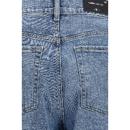 Blue Cotton Straight-Leg Jeans