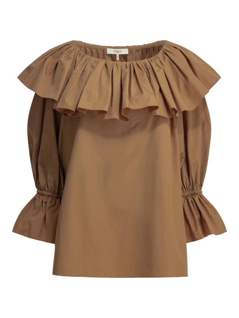 Cotton shirt with volant