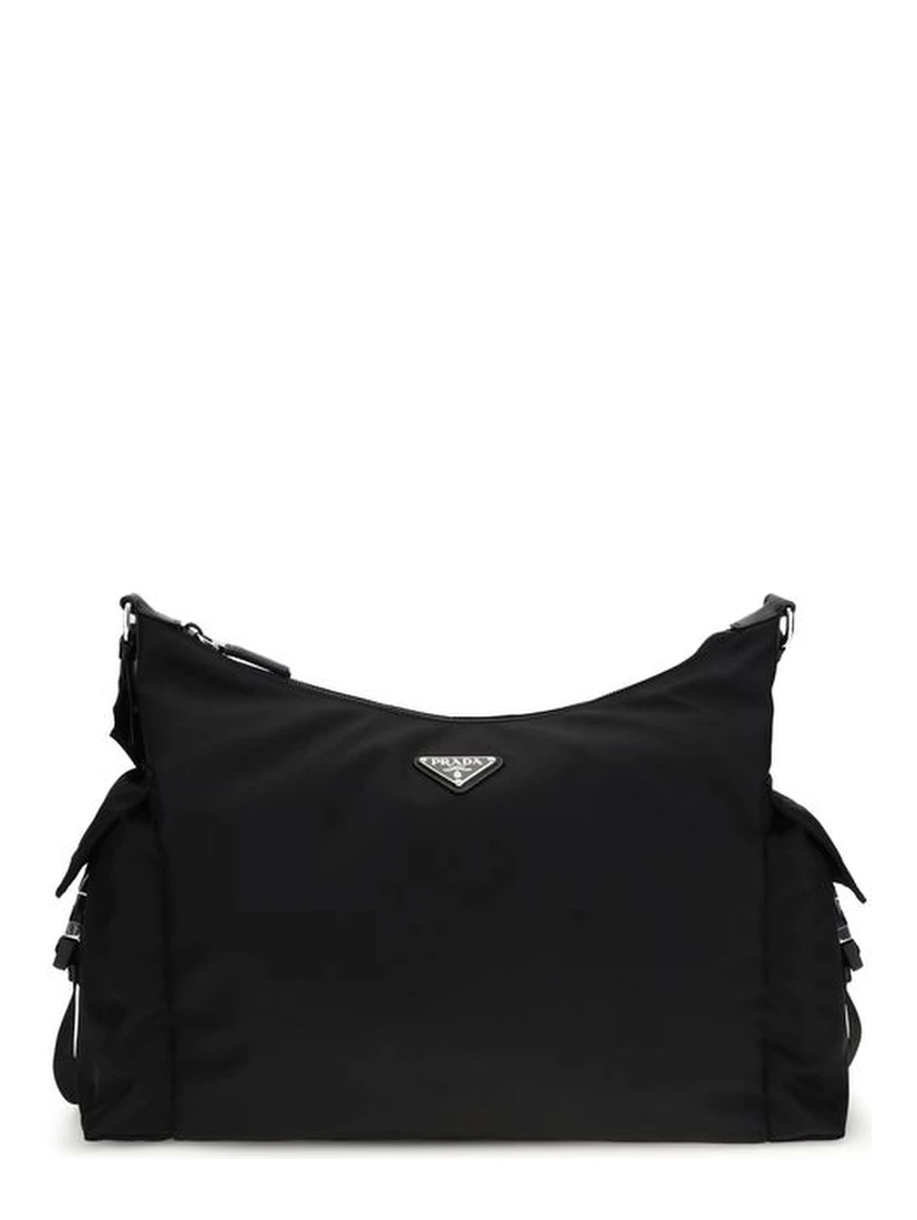 Black Recycled Polyamide Shoulder Bag
