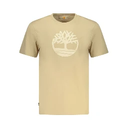 Beige Cotton Men T-Shirt