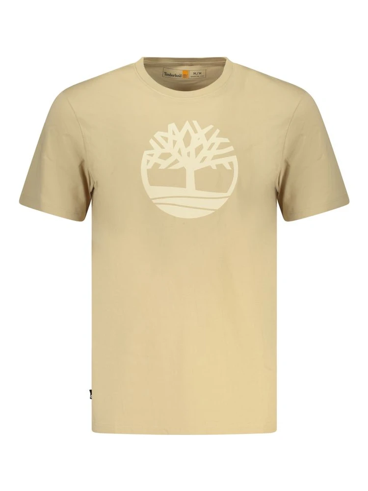 Beige Cotton Men T-Shirt