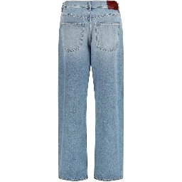 Blue Cotton Straight-Leg Jeans